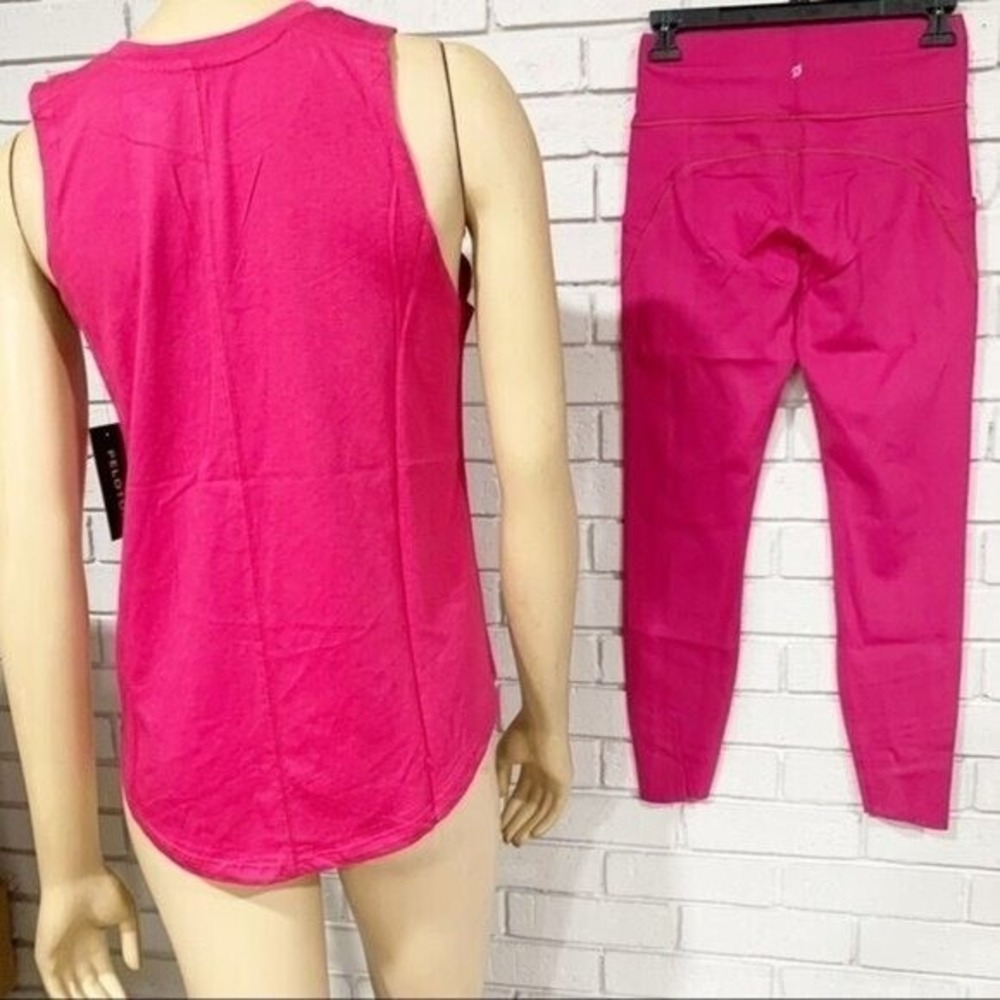Peloton Womens High Rise Pocket Leggings Fuchsia Pink Reflective Logo Activewear - Picture 10 of 10